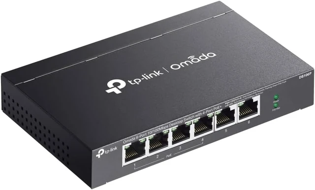 Alt view image 3 of 4 - Omada DS106P, 6-Port 10/100Mbps Unmanaged Desktop Switch with 4-Port PoE+