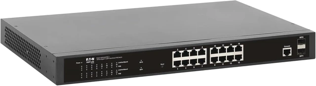 Main image of Eaton Tripp Lite Series 16-Port Gigabit Managed PoE+ Switch with 2 SFP Ports, Easy Smart WebManaged Layer 2 Ethernet Splitter, 220W, 1 Gbps, 1U Rack Mount or Desktop, 3Year Warranty (NGS16C2POE-1)