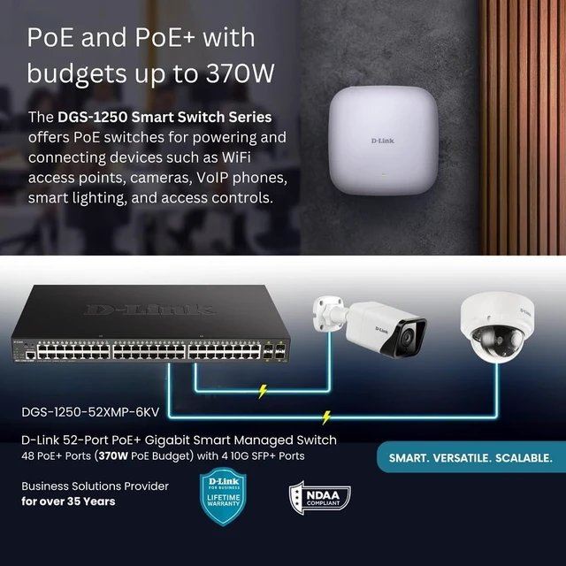 Alt view image 2 of 7 - D-Link 52-Port Gigabit Smart Managed PoE+ Switch