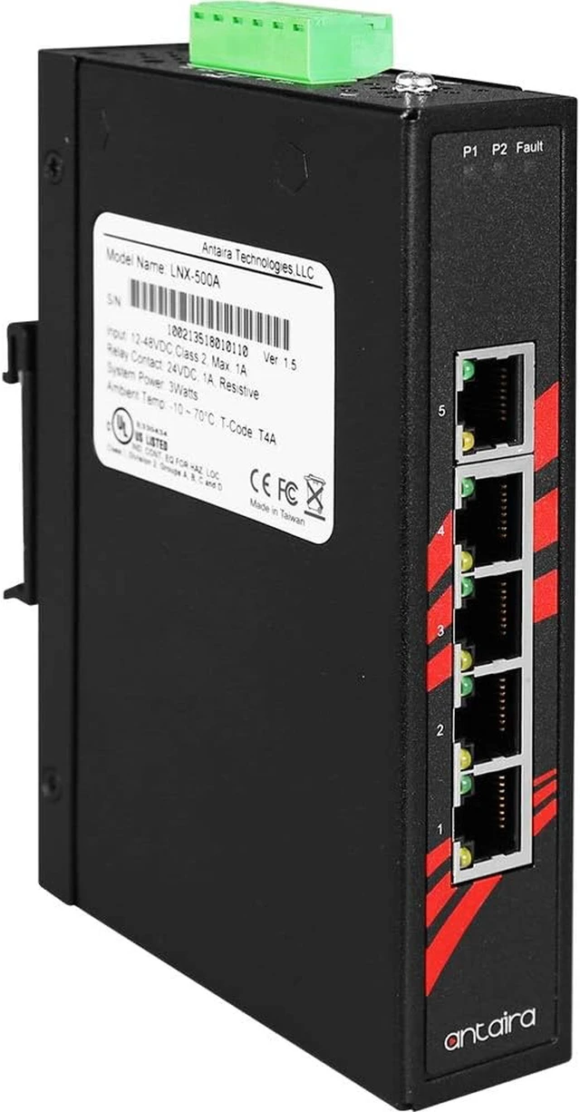 Alt view image 2 of 4 - ANTAIRA LNX-500A Slim 12-48VDC, ETHERNET Switch, 10/100BASETX, 5PORT