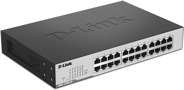 Main image of D-Link Ethernet Switch, 24 Port Gigabit Easy Smart Managed Network Internet Desktop or Rack Mountable (DGS-1100-24), Black & Gray