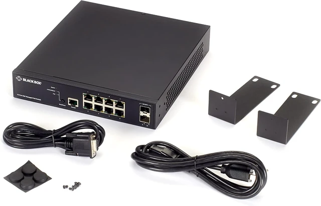 Alt view image 4 of 4 - Black Box Network - LPB3010A LPB3000 Ethernet Switch - 8 Ports - Manageable - TAA Compliant - 2 Layer Supported - Modular - Optical Fiber, Twisted Pair - PoE Ports - Wall Mountable - 1