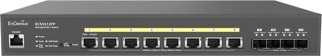 Main image of EnGenius Cloud 10 Gigabit ECS5512FP 8-Port PoE++ Switch with 420W Budget, 4 SFP+ Uplink Ports