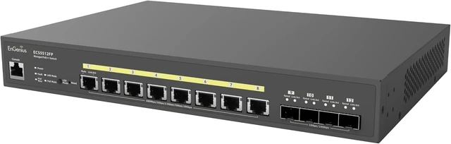 Alt view image 4 of 7 - EnGenius Cloud 10 Gigabit ECS5512FP 8-Port PoE++ Switch with 420W Budget, 4 SFP+ Uplink Ports
