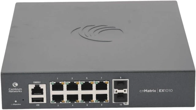 Alt view image 5 of 7 - Cambium Networks - MX-EX1010PXA-0 - Cambium Networks cnMatrix EX1010-P Ethernet Switch - 8 Ports - Manageable - 2 Layer