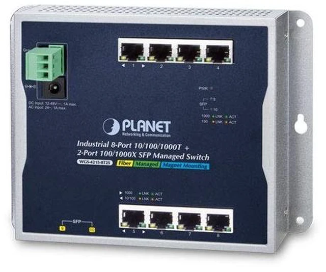 Main image of WGS-4215-8T2S Industrial 8-Port 10/100/1000T + 2-Port 100/1000X SFP Wall-Mount Managed Switch (-40~75C)