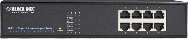 Alt view image 2 of 3 - Black Box Switch - (8) 10/100/1000-Mbps Copper RJ45, Rackmount