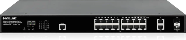 Main image of Intellinet 18-Port Managed PoE++ Switch, 518W Budget, 2 SFP Ports