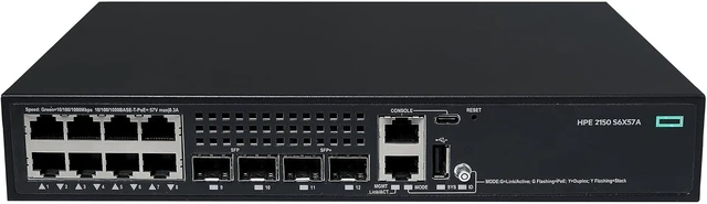 Alt view image 4 of 4 - HPE CW 2150 8p 10M/100M/1G PoE+ 2p SFP 1G 2p SFP+ 1G/10G 125W Switch - 8 Ports - Manageable - Gigabit Ethernet, 10 Gigabit Ethernet - 10/100/1000Base-T, 10GBase-X, 1000Base-X - 3 Layer Supported - 2 S