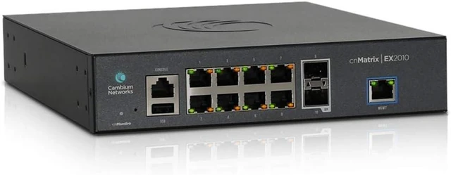Main image of Cambium Networks cnMatrix EX2010, Intelligent Ethernet Switch, 8 1G and 2 SFP Fiber Ports (MX-EX2010xxA-U)