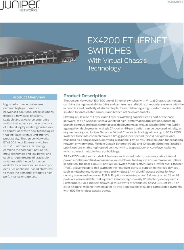 Alt view image 3 of 7 - Juniper EX4200-24T Layer 3 Switch (EX4200-24T)