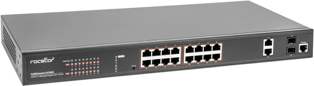 Main image of Rocstor SolidConnect SCM20 16-Port PoE+ Gigabit L2 Managed Ethernet Switch 16-Port PoE+, 2-Port RJ45 & 2-Port SFP - Y10S010-B1