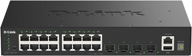 Alt view image 5 of 5 - D-Link DGS-1530-20 16-Port Gigabit Stackable Smart Managed Switch 4 Ports 10G SFP+ for uplink, 6kV Surge Protection on ethernet Ports, QoS, Enterprise Security, RPS Support