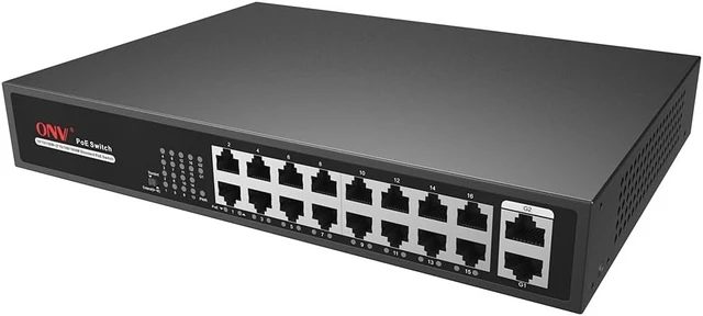 Alt view image 3 of 5 - 18-Port Gigabit Uplink PoE Switch 16*10/100Mbps 2*10/100/1000M Uplink RJ45 Ports Support IEEE802.3af/at PoE Standard Smart PoE Switch