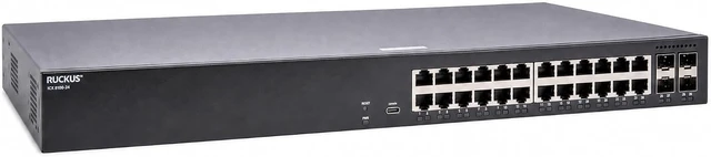 Main image of Ruckus ICX8100-24 Managed Switch, 24× 10/100/1000 Mbps RJ-45, 4× 1GbE SFP Uplinks Enterprise Layer 2 Access Switch, No Licensing Required
