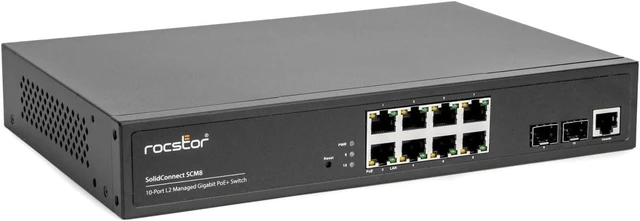Main image of Rocstor SolidConnect SCM8 8-Port PoE+ Gigabit L2 Managed Ethernet Switch 8-Port PoE+ & 2-Port SFP - Y10S009-B1