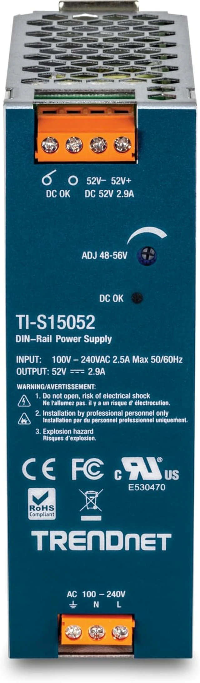 Alt view image 4 of 6 - TRENDnet Bundle 26-Port Industrial Gigabit L2 Managed Rackmount Switch, TI-RG262i,150W, 52V DC, 2.89A AC to DC DIN-Rail Power Supply, TI-S15052