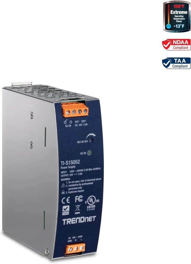 Alt view image 3 of 6 - TRENDnet Bundle 26-Port Industrial Gigabit L2 Managed Rackmount Switch, TI-RG262i,150W, 52V DC, 2.89A AC to DC DIN-Rail Power Supply, TI-S15052