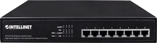 Main image of Intellinet 560641 8-Port Poe+ Desktop Gigabit Switch