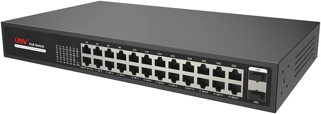Alt view image 2 of 4 - 26-Port Full Gigabit PoE Fiber Switch, Port 1-16 can Support IEEE 802.3 af/at PoE Standard, 2*1000M Uplink SFP Ports Unmanaged PoE Switch