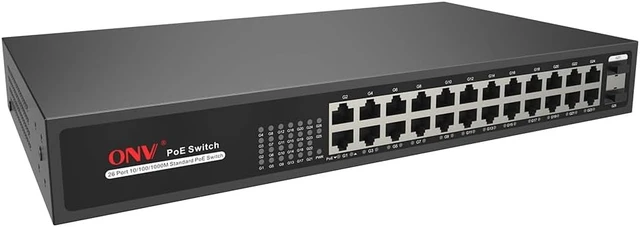 Alt view image 3 of 4 - 26-Port Full Gigabit PoE Fiber Switch, Port 1-16 can Support IEEE 802.3 af/at PoE Standard, 2*1000M Uplink SFP Ports Unmanaged PoE Switch