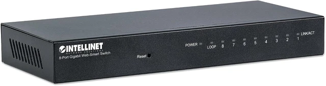 Alt view image 2 of 6 - Intellinet 8-Port Gigabit Web-Smart Switch, RJ45, Metal, Desktop