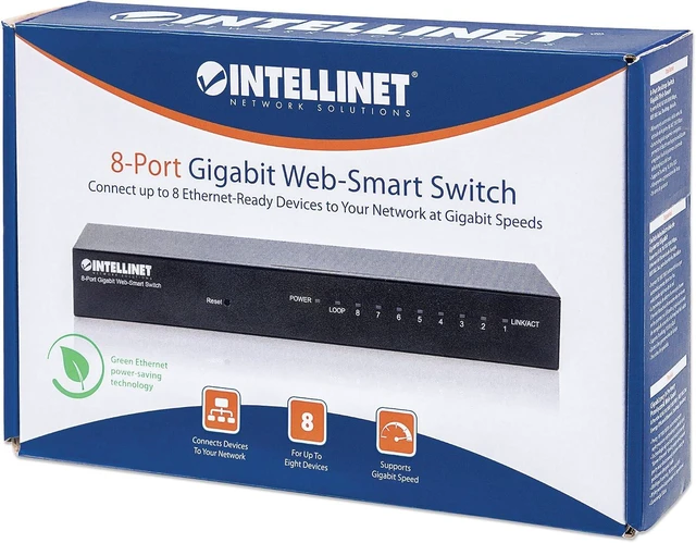 Alt view image 5 of 6 - Intellinet 8-Port Gigabit Web-Smart Switch, RJ45, Metal, Desktop