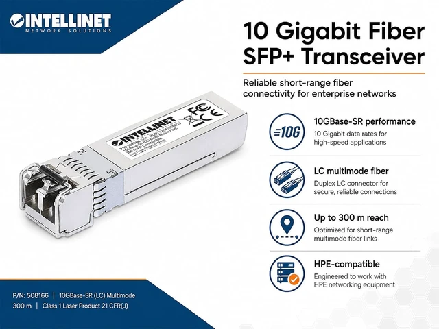Alt view image 3 of 4 - Intellinet 10G SFP+ Transceiver, LC Duplex, 850 Nm, HPE Compatible, 4 pcs