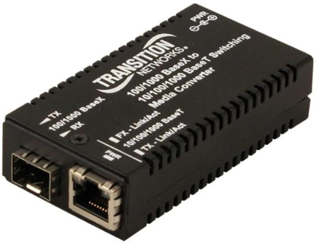 Main image of Transition Networks StandAlone Mini Gigabit Ethernet Fiber Media Converter GigE (M/GE-PSW-SFP-01-NA)