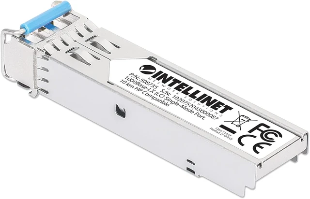 Alt view image 2 of 4 - Intellinet Gigabit Fiber SFP Optical Transceiver Module 1000Base-LX (LC) Single-Mode Port, 10 km (6.2 mi.), HPE-compatible, Silver