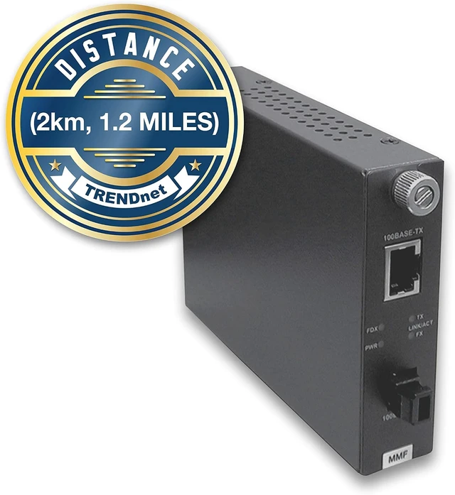 Alt view image 4 of 4 - TRENDnet 100Base-TX to 100Base-FX Multi Mode MT-RJ Fiber Media Converter (2 Km /1.2 Miles), Multimode Fiber, Fiber to Ethernet Converter, RJ-45, MT-RJ Type Connector, Lifetime Protection, TFC-110MM
