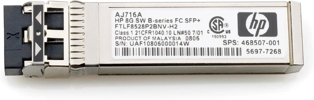 Main image of HP AJ716A 8GB Shortwave B-Series Fiber Channel 1 Pack SFP+ Transceiver