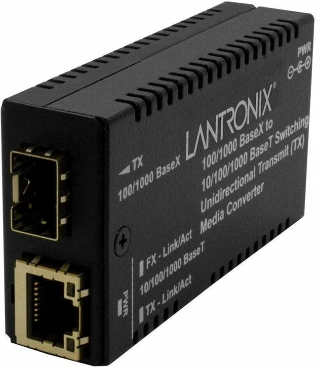 Main image of LANTRONIX M/GE-PSW-SFP-01-UTX-NA Media Converters 10/100/1000BaseTX to 1000Base SFP Uni Directional TX w/ -NA Pwr