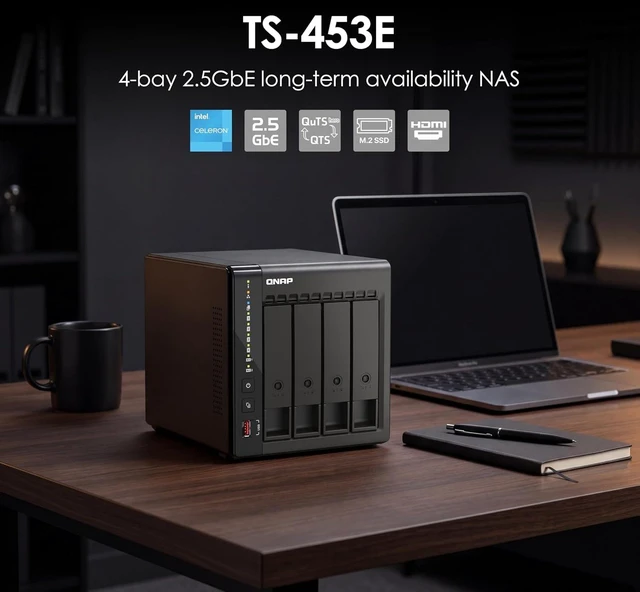 Alt view image 2 of 7 - QNAP TS-453E-8G-US 4 Bay Desktop NAS