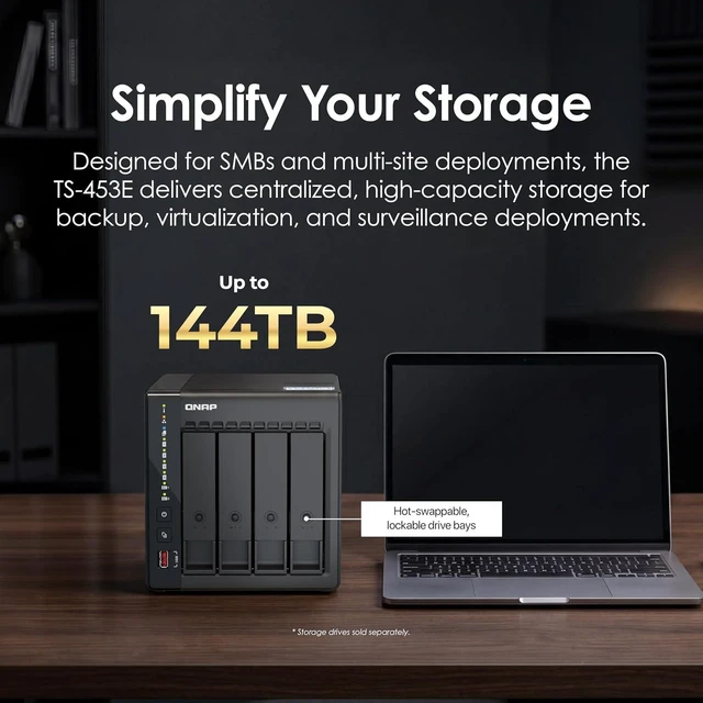 Alt view image 3 of 7 - QNAP TS-453E-8G-US 4 Bay Desktop NAS