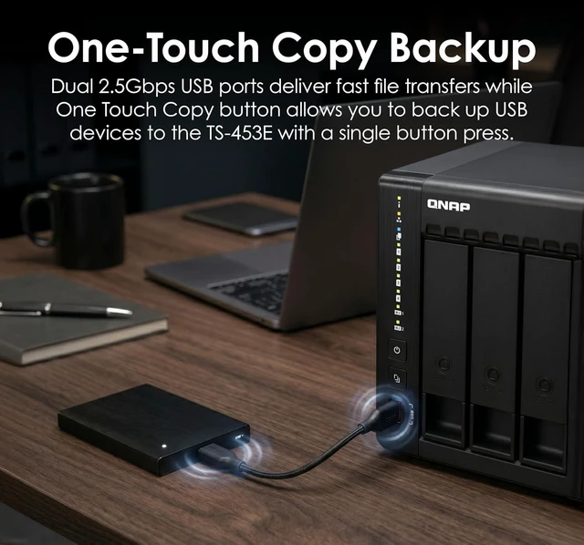 Alt view image 4 of 7 - QNAP TS-453E-8G-US 4 Bay Desktop NAS