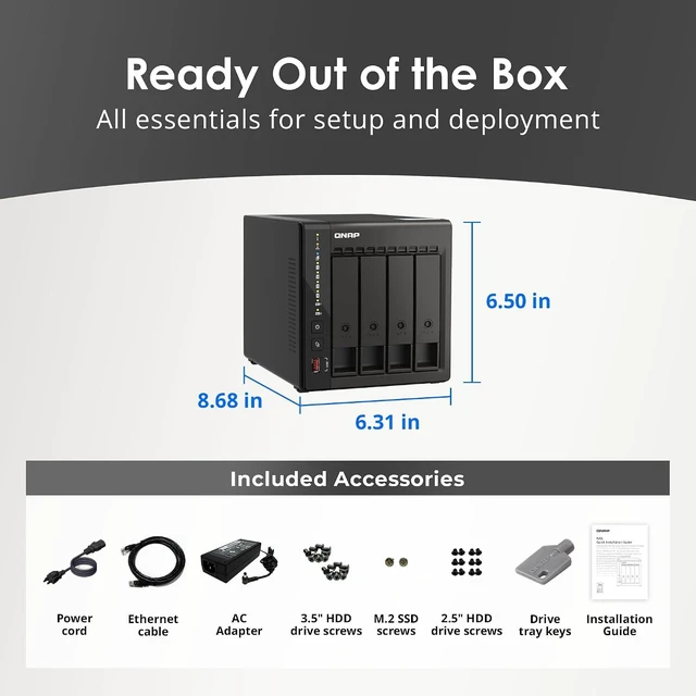 Alt view image 7 of 7 - QNAP TS-453E-8G-US 4 Bay Desktop NAS