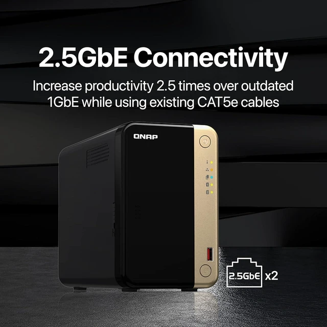 Alt view image 3 of 7 - QNAP TS-264-8G-US 2 Bay High-Performance Desktop NAS with Intel Celeron Quad-core Processor, M.2 PCIe Slots and Dual 2.5GbE (2.5G/1G/100M) Network Connectivity (Diskless)