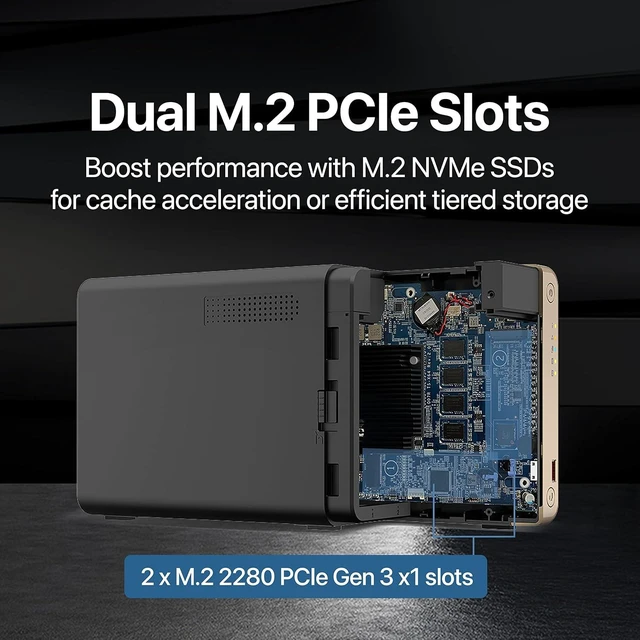 Alt view image 4 of 7 - QNAP TS-264-8G-US 2 Bay High-Performance Desktop NAS with Intel Celeron Quad-core Processor, M.2 PCIe Slots and Dual 2.5GbE (2.5G/1G/100M) Network Connectivity (Diskless)
