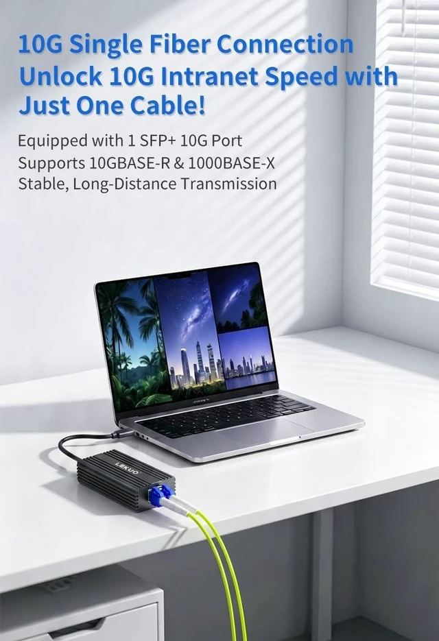 Alt view image 5 of 6 - USB 4.0 Type-C to 10 Gigabit SFP+ Port Fiber Ethernet Network Adapter USB-C to 10GbE for USB4/Thunderbolt 3/4/5, Aluminum Housing, Bus Powered, Backward Compatible with Multi Gigabit Networks