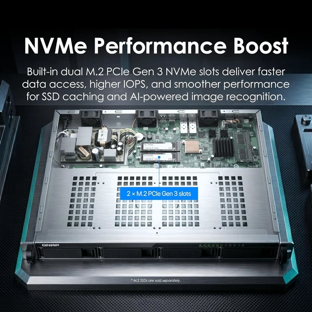 Alt view image 5 of 7 - QNAP TS-435XeU-4G-US 4 Bay Short Depth Rackmount NAS