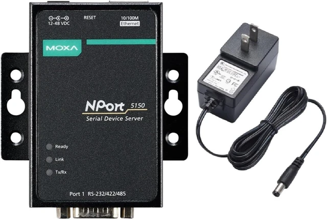 Main image of Moxa NPort 5150 with Adapter - 1-Port Device Server, 10/100M ethernet, RS-232/422/485 DB9 Male, 12~48 VDC, 0~55°C (Adapter Included)