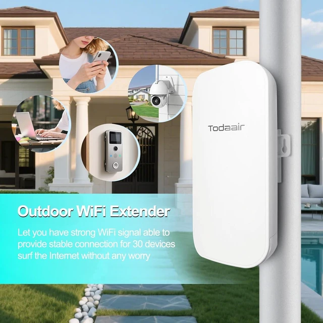 Alt view image 3 of 6 - Outdoor WiFi Extender,Dual Band,IP65 Waterproof,300ft Range,30 Devices