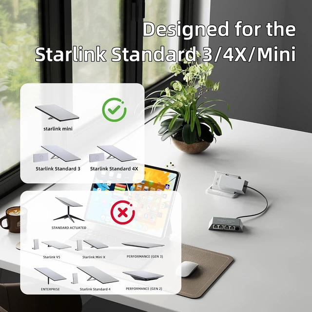 Alt view image 2 of 6 - Starlink Ethernet Adapter Gen 3/Mini with Cat 5e Gen3 Rj45 Cable Starlink Gen 3 Ethernet Adapter 1 to 4 Devices Networked Simultaneously for Cat 5/5e/6/7/8 Cable Fast & Stable Connection