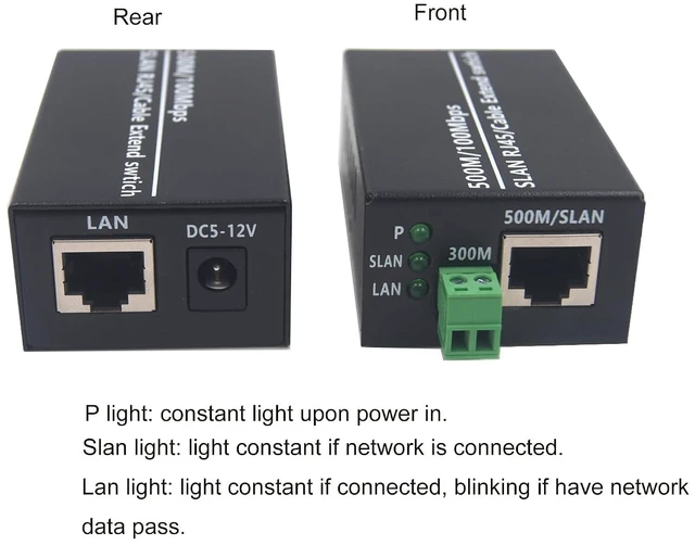 Alt view image 4 of 7 - IP Ethernet Over Twisted Pair Extenders up to 300M(1000FT),Ethernet Over RJ45 Cat5/6 Network Cable up to 500M (1650FT) for HD Network IP Cameras 2 Pack