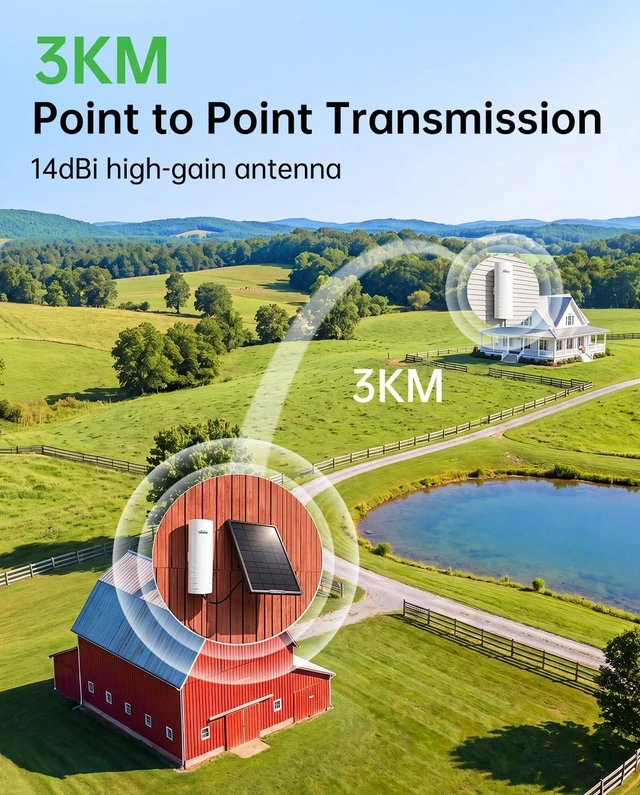 Alt view image 2 of 7 - UeeVii 5.8G Point to Point Wireless Bridge Kit with Solar Panel CPE452
