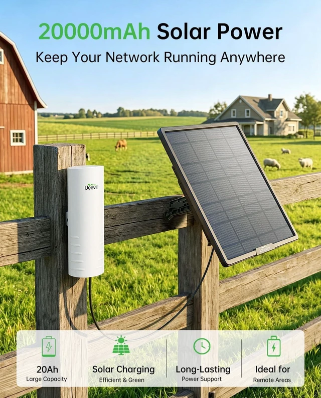 Alt view image 3 of 7 - UeeVii 5.8G Point to Point Wireless Bridge Kit with Solar Panel CPE452
