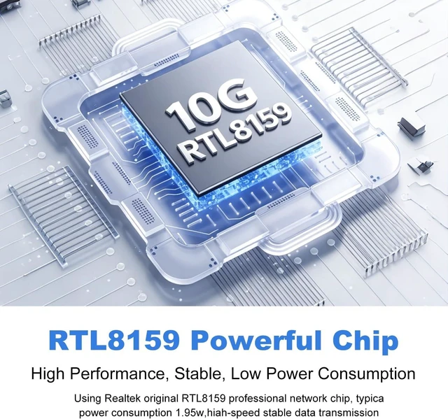 Alt view image 4 of 7 - Fenvi 10Gbps USB-C Ethernet Adapter RTL8159 Mac NAS Gaming USB-C Compatible