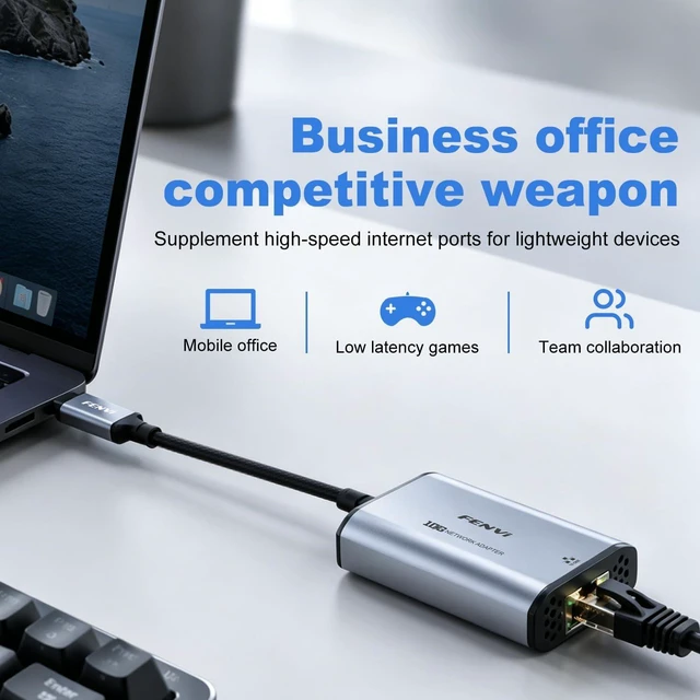 Alt view image 5 of 7 - Fenvi 10Gbps USB-C Ethernet Adapter RTL8159 Mac NAS Gaming USB-C Compatible