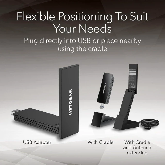 Alt view image 5 of 7 - Night Hawk AXE3000 A8000-100PAR 802.11ax Tri Band Wi-Fi 6 / 6E Adapter for Computers (USB 3.0 Type A)